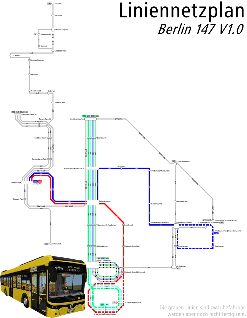 Streckennetzplan Berlin 147